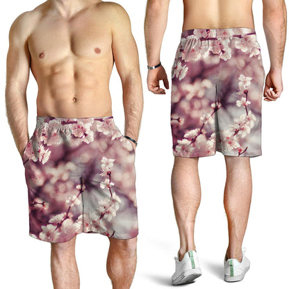 Spring Cherry Blossom Print Men's Shorts