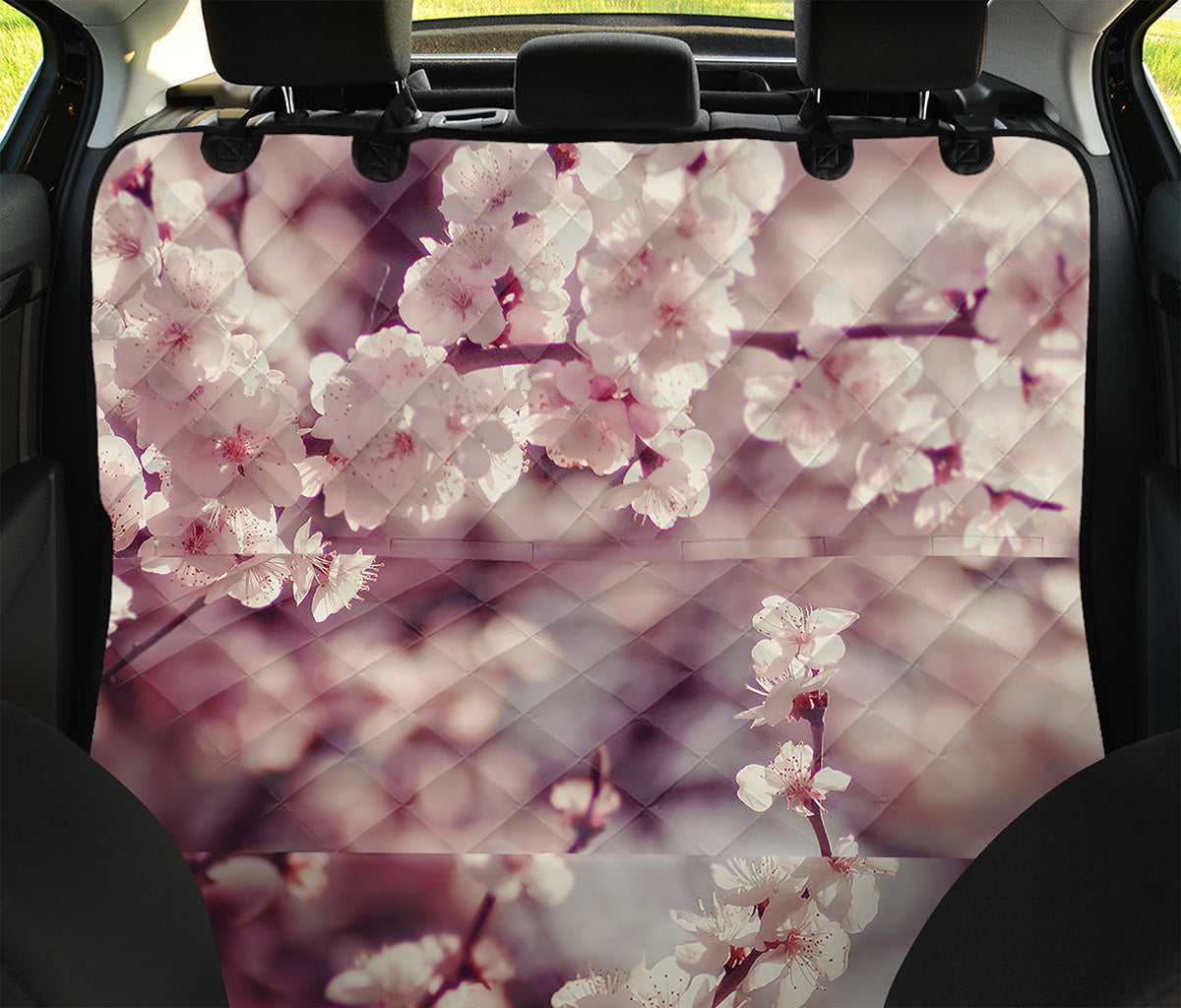 Spring Cherry Blossom Print Pet Car Back Seat Cover