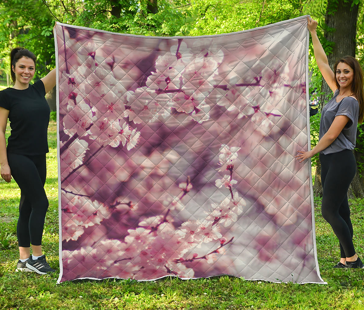 Spring Cherry Blossom Print Quilt