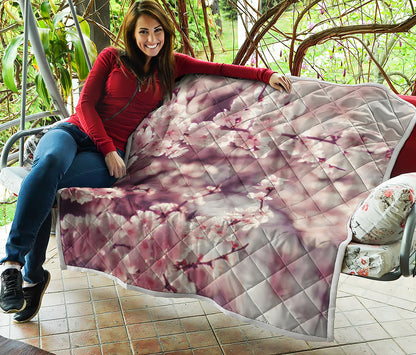 Spring Cherry Blossom Print Quilt