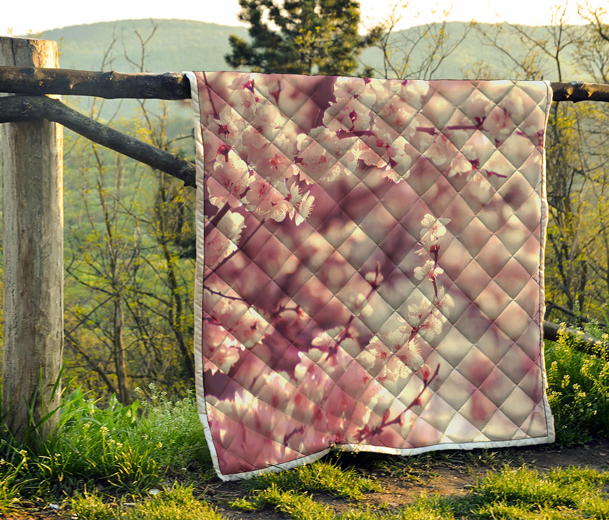 Spring Cherry Blossom Print Quilt