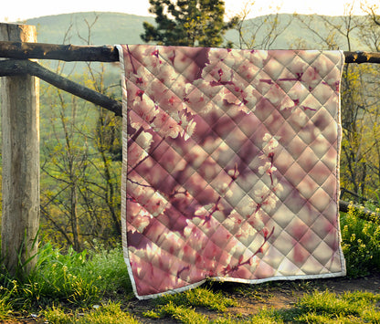 Spring Cherry Blossom Print Quilt
