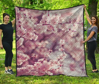 Spring Cherry Blossom Print Quilt