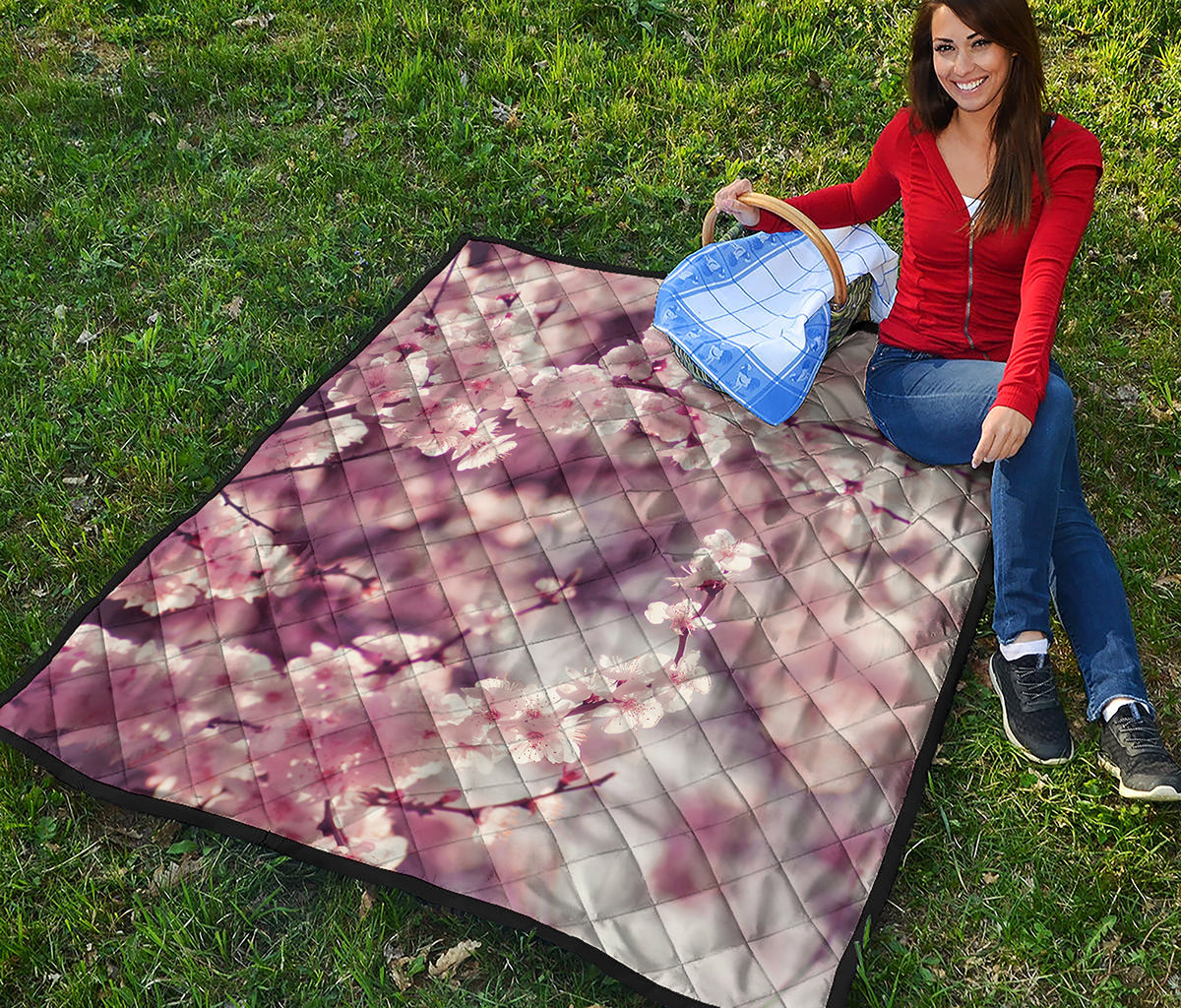 Spring Cherry Blossom Print Quilt