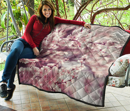 Spring Cherry Blossom Print Quilt