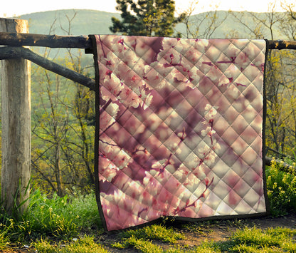 Spring Cherry Blossom Print Quilt