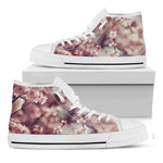Spring Cherry Blossom Print White High Top Shoes
