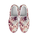 Spring Cherry Blossom Print White Slip On Shoes