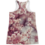 Spring Cherry Blossom Print Women's Racerback Tank Top