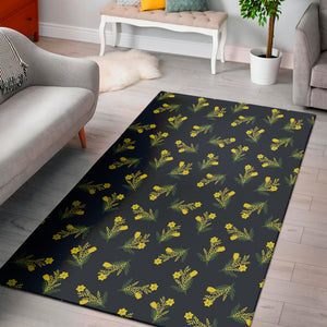 Spring Daffodil Flower Pattern Print Area Rug