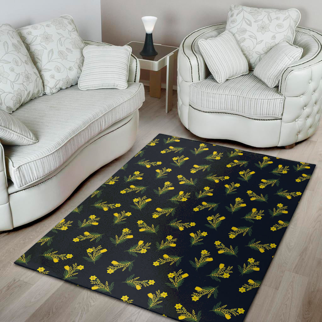 Spring Daffodil Flower Pattern Print Area Rug