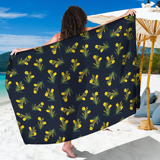 Spring Daffodil Flower Pattern Print Beach Sarong Wrap