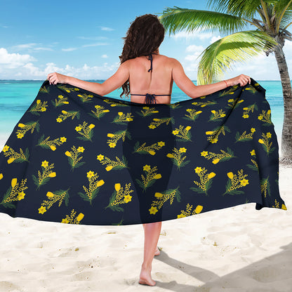 Spring Daffodil Flower Pattern Print Beach Sarong Wrap
