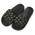 Spring Daffodil Flower Pattern Print Black Slide Sandals