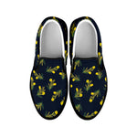 Spring Daffodil Flower Pattern Print Black Slip On Shoes