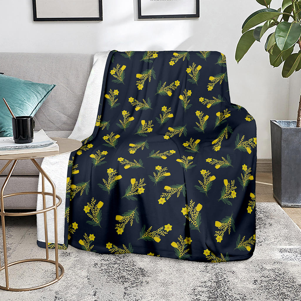 Spring Daffodil Flower Pattern Print Blanket