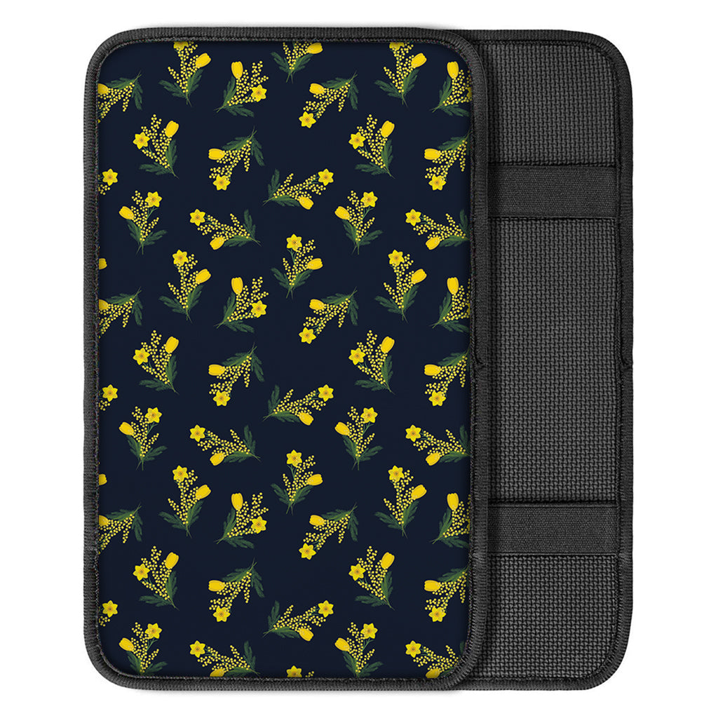 Spring Daffodil Flower Pattern Print Car Center Console Cover