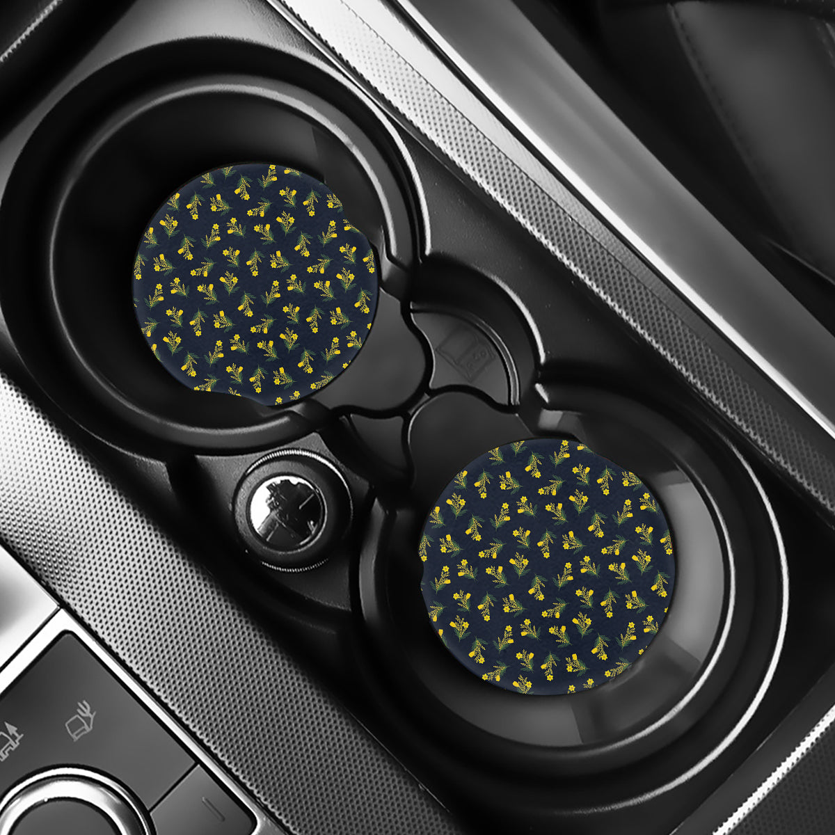 Spring Daffodil Flower Pattern Print Car Coasters