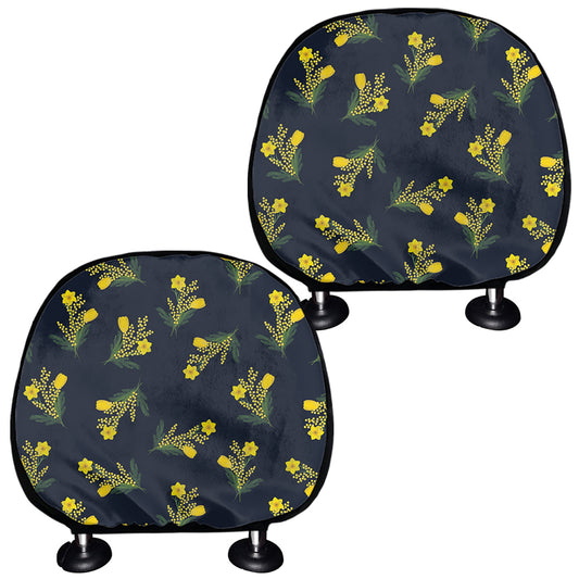 Spring Daffodil Flower Pattern Print Car Headrest Covers