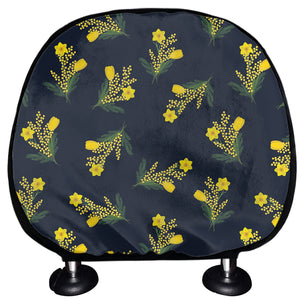 Spring Daffodil Flower Pattern Print Car Headrest Covers