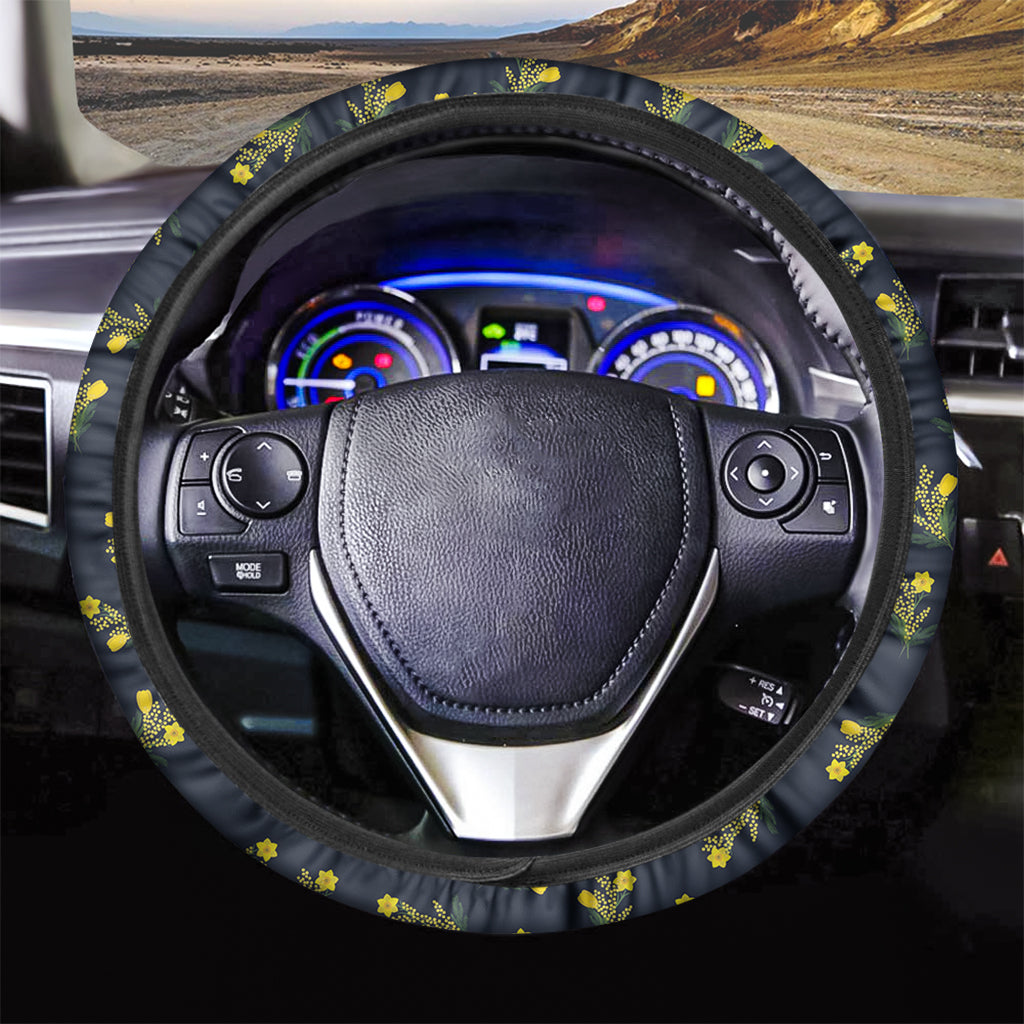 Spring Daffodil Flower Pattern Print Car Steering Wheel Cover