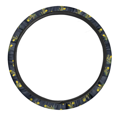Spring Daffodil Flower Pattern Print Car Steering Wheel Cover