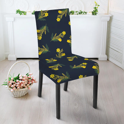 Spring Daffodil Flower Pattern Print Dining Chair Slipcover