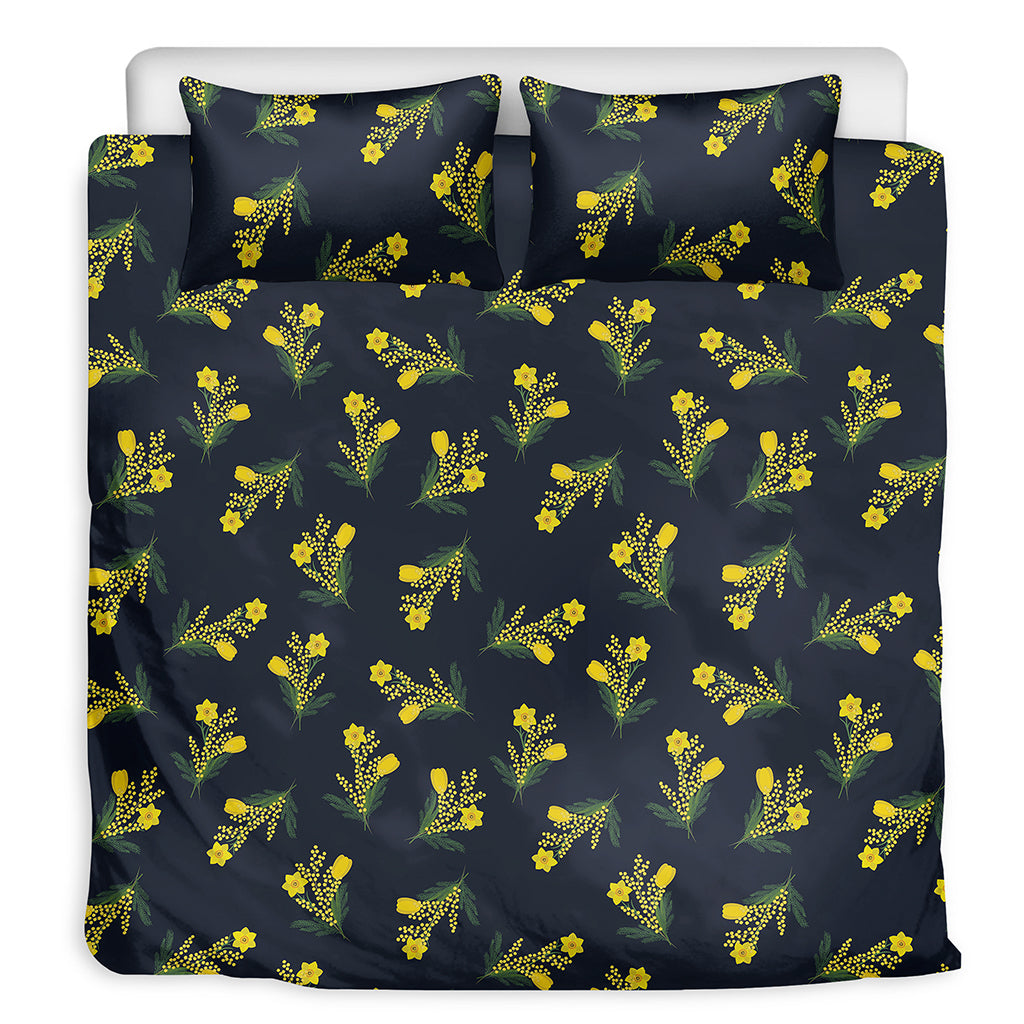 Spring Daffodil Flower Pattern Print Duvet Cover Bedding Set
