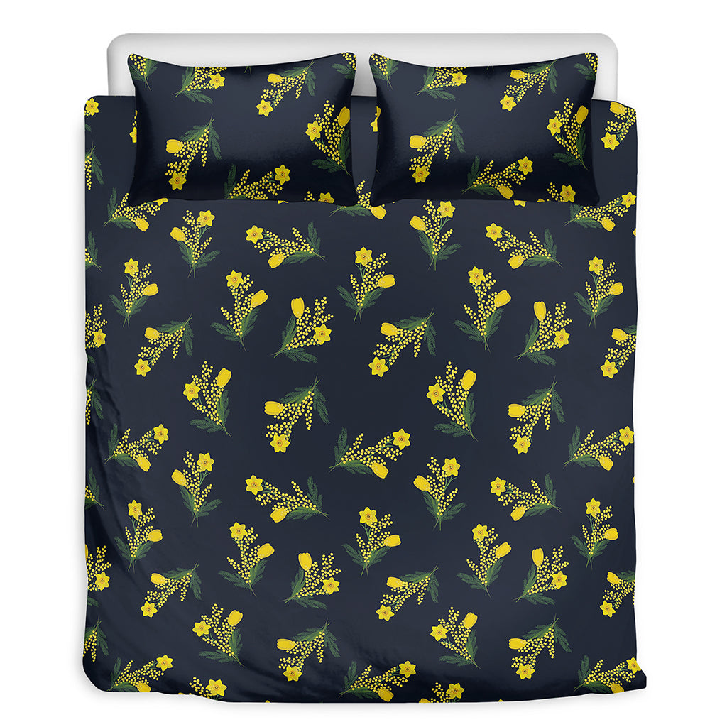 Spring Daffodil Flower Pattern Print Duvet Cover Bedding Set
