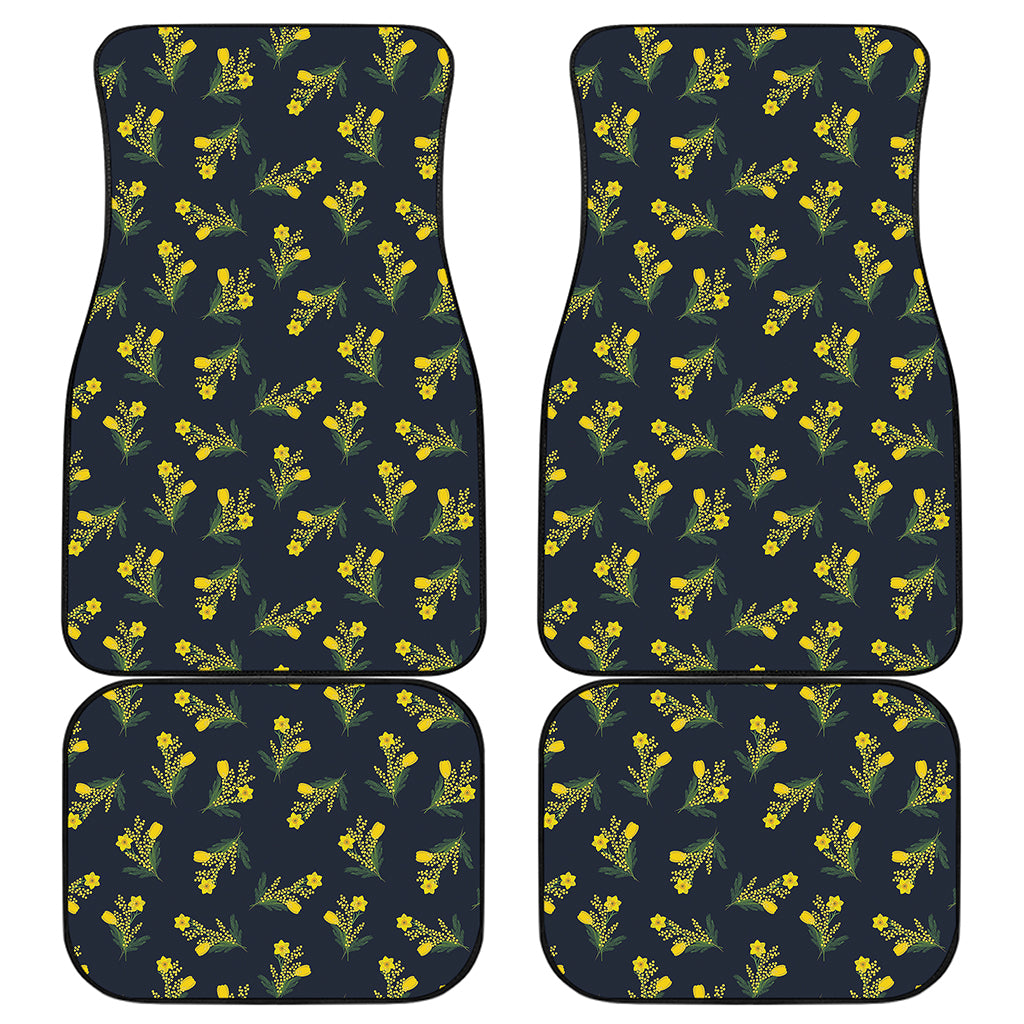 Spring Daffodil Flower Pattern Print Front and Back Car Floor Mats
