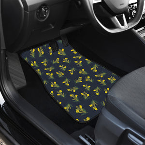 Spring Daffodil Flower Pattern Print Front and Back Car Floor Mats
