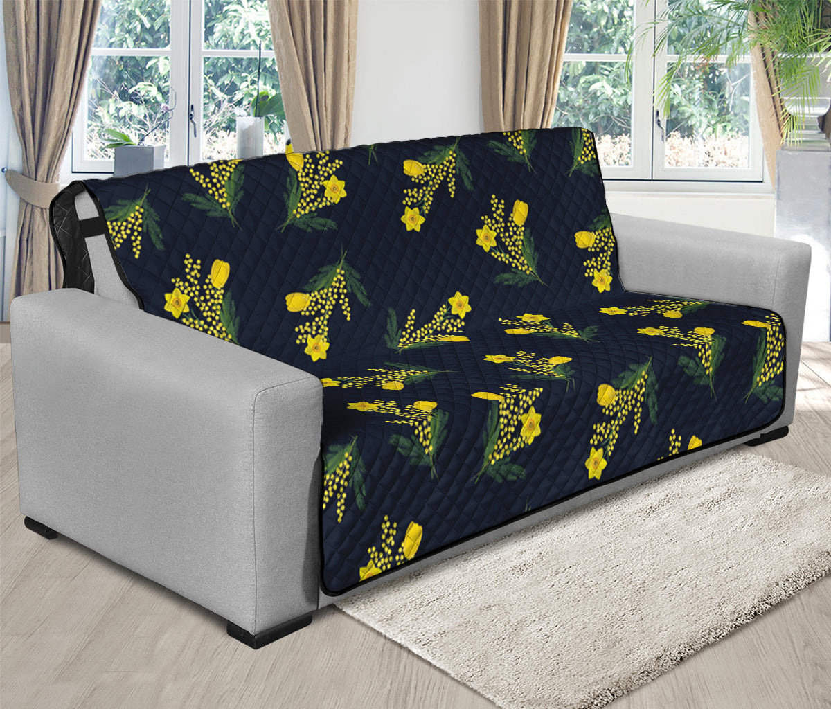 Spring Daffodil Flower Pattern Print Futon Protector