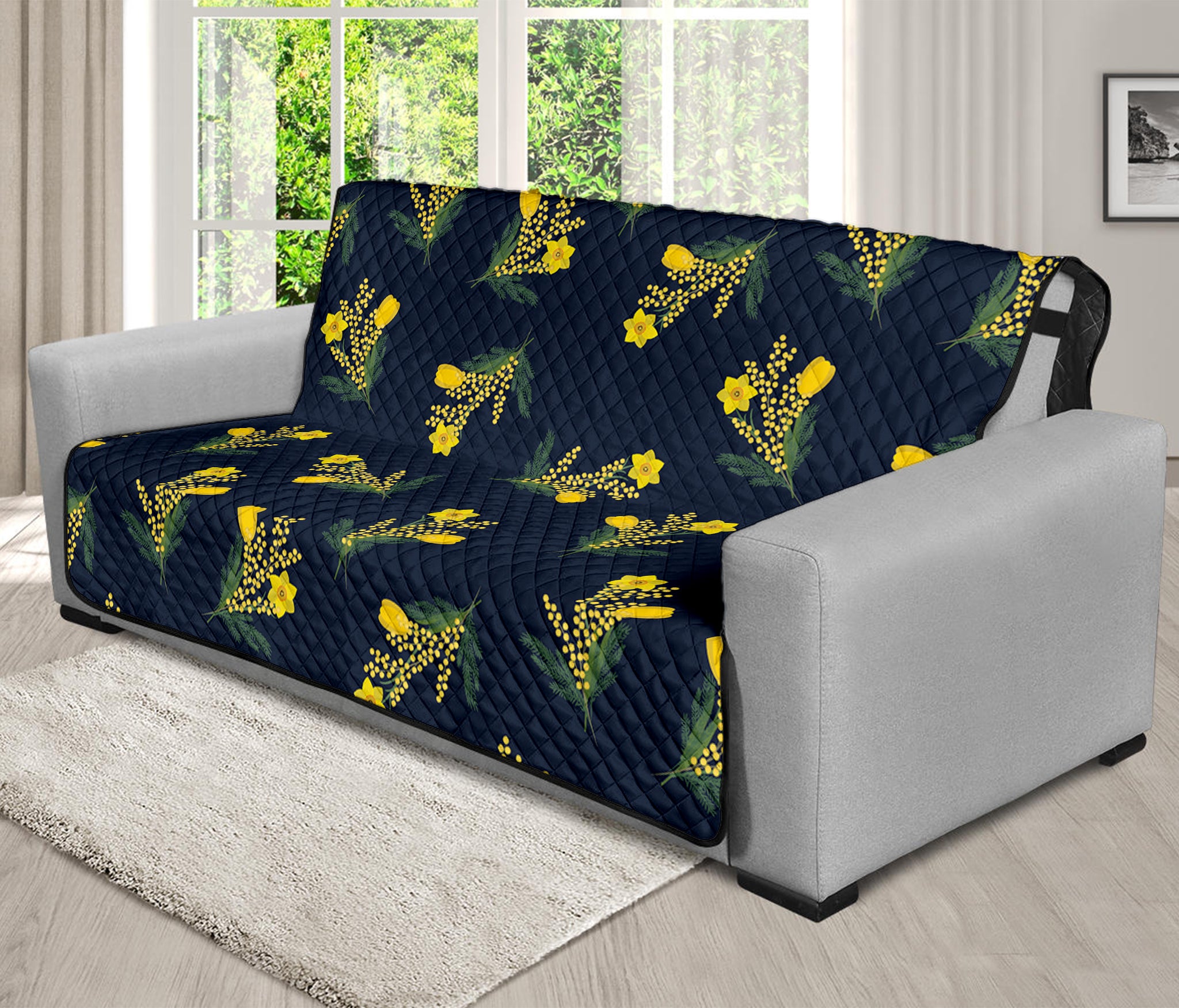 Spring Daffodil Flower Pattern Print Futon Protector