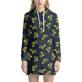 Spring Daffodil Flower Pattern Print Pullover Hoodie Dress