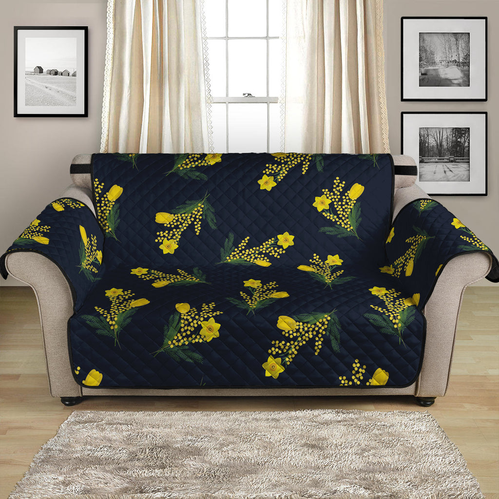 Spring Daffodil Flower Pattern Print Loveseat Protector