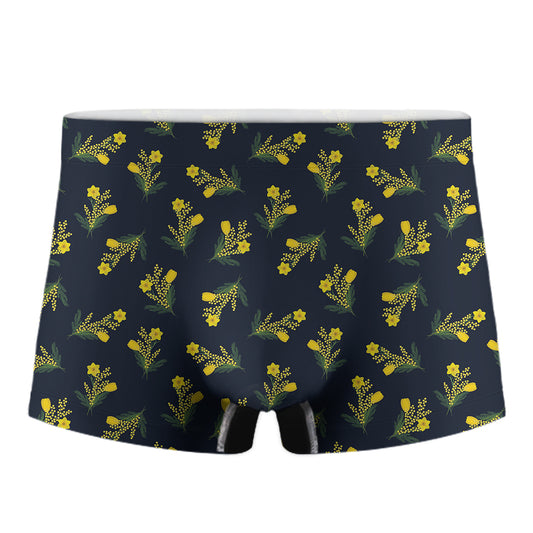 Spring Daffodil Flower Pattern Print Men's Boxer Briefs
