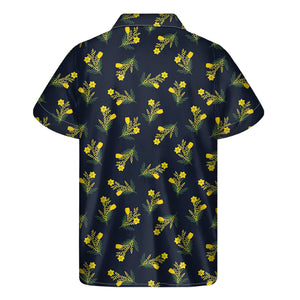 Spring Daffodil Flower Pattern Print Men's Short Sleeve Shirt