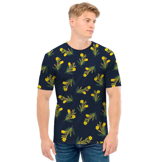Spring Daffodil Flower Pattern Print Men's T-Shirt