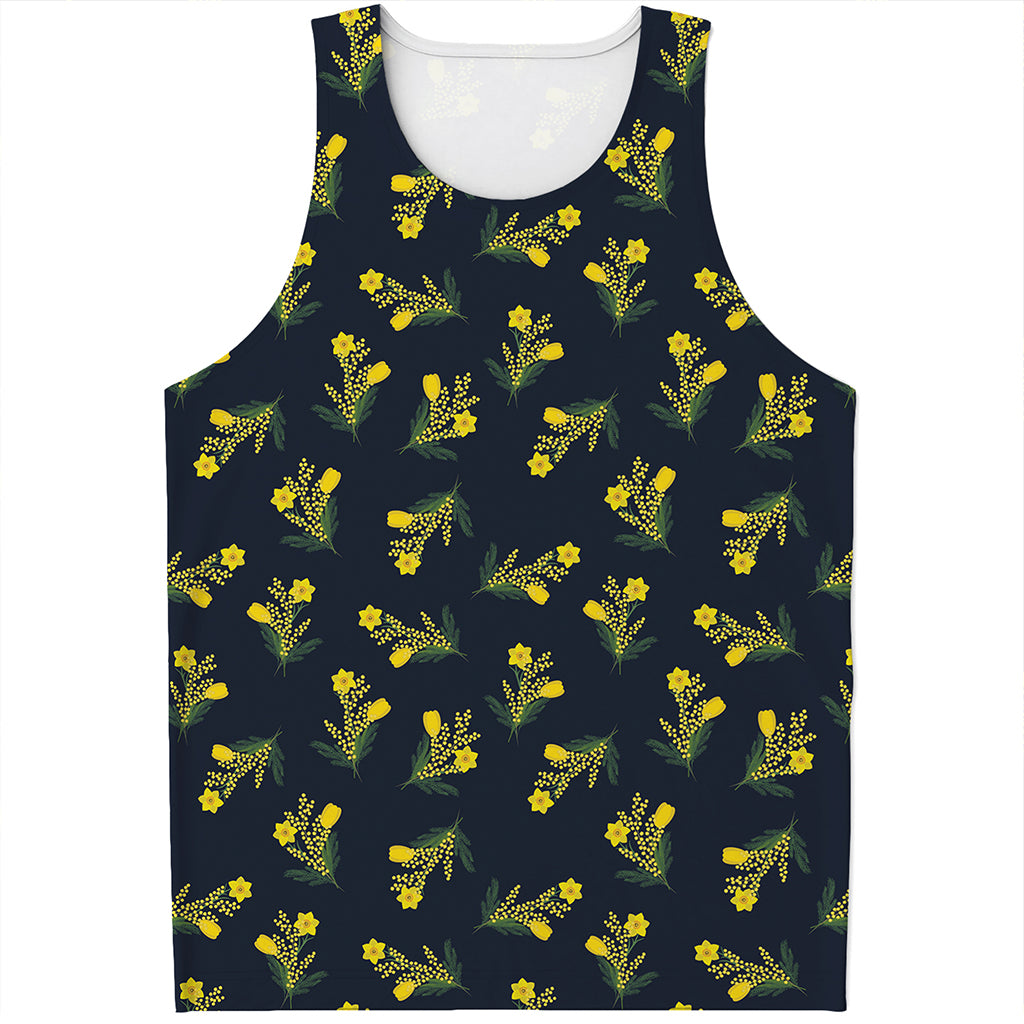Spring Daffodil Flower Pattern Print Men's Tank Top