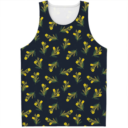 Spring Daffodil Flower Pattern Print Men's Tank Top
