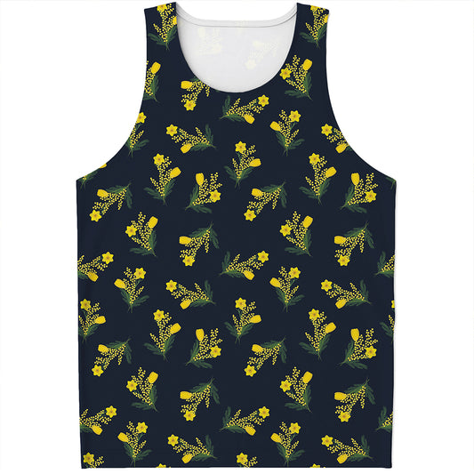 Spring Daffodil Flower Pattern Print Men's Tank Top