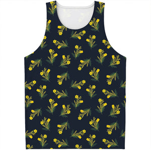 Spring Daffodil Flower Pattern Print Men's Tank Top