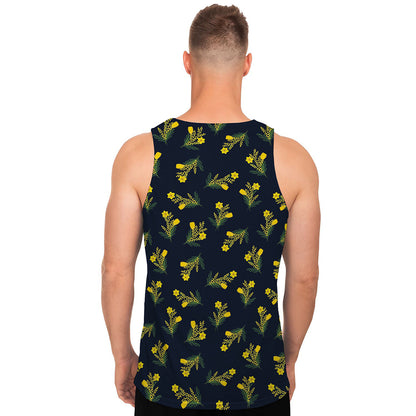 Spring Daffodil Flower Pattern Print Men's Tank Top