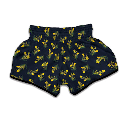 Spring Daffodil Flower Pattern Print Muay Thai Boxing Shorts