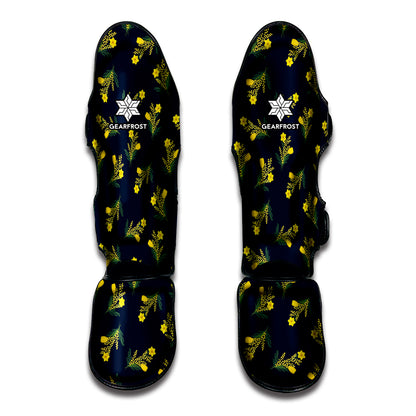 Spring Daffodil Flower Pattern Print Muay Thai Shin Guard