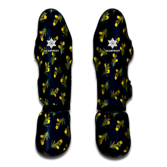 Spring Daffodil Flower Pattern Print Muay Thai Shin Guard