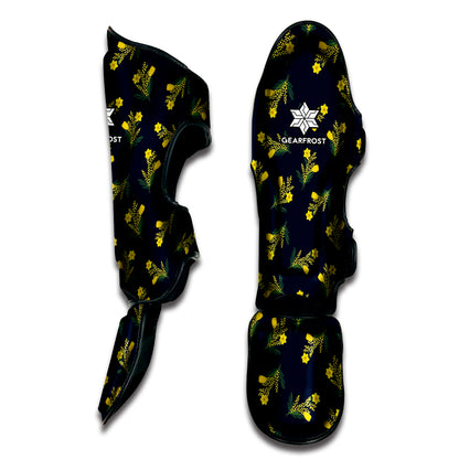 Spring Daffodil Flower Pattern Print Muay Thai Shin Guard
