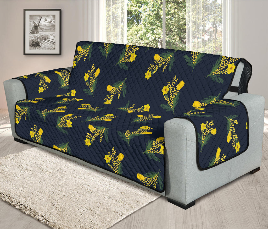 Spring Daffodil Flower Pattern Print Oversized Sofa Protector