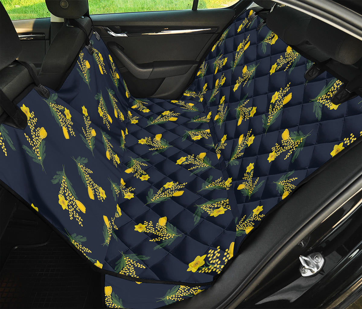 Spring Daffodil Flower Pattern Print Pet Car Back Seat Cover