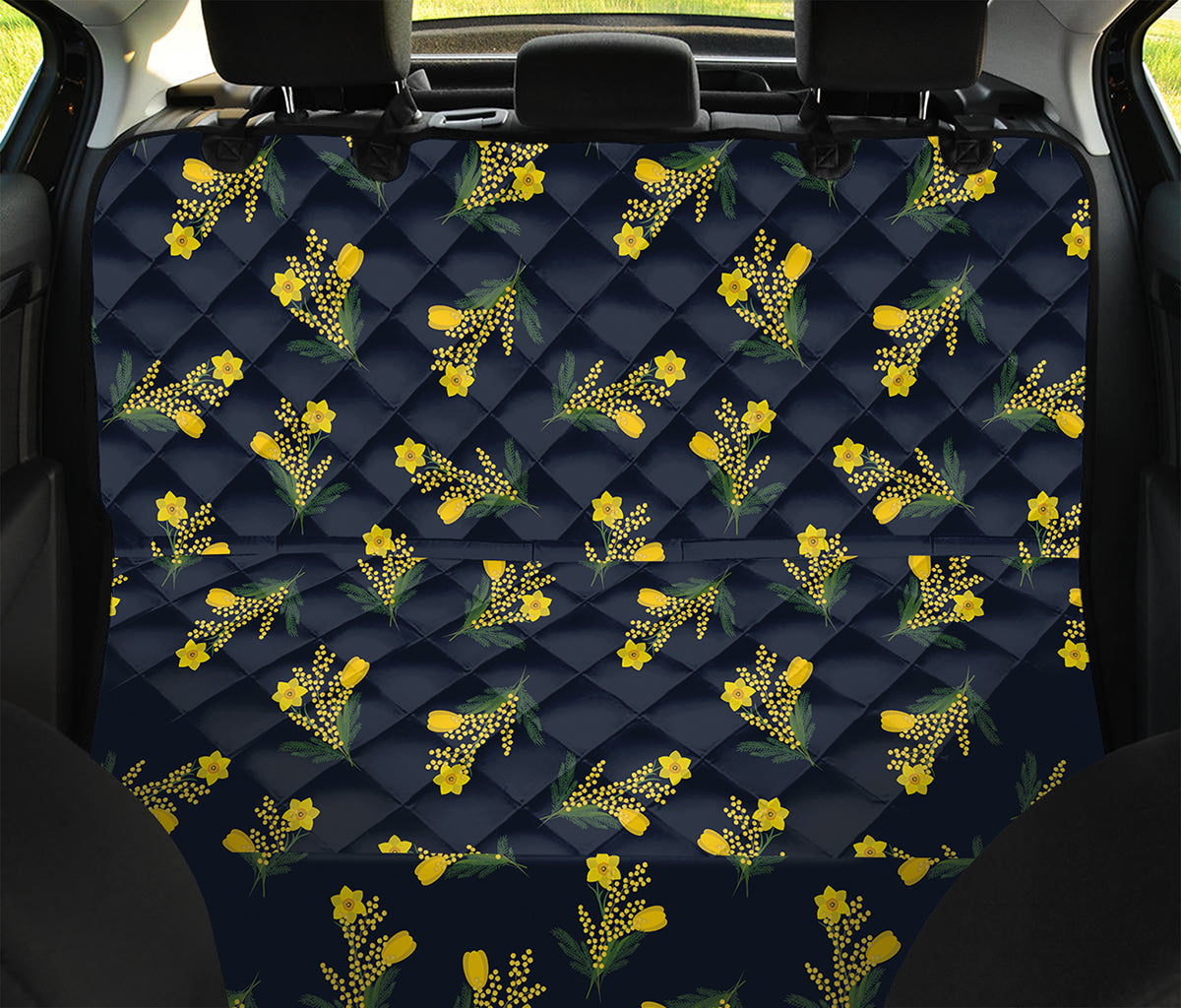 Spring Daffodil Flower Pattern Print Pet Car Back Seat Cover